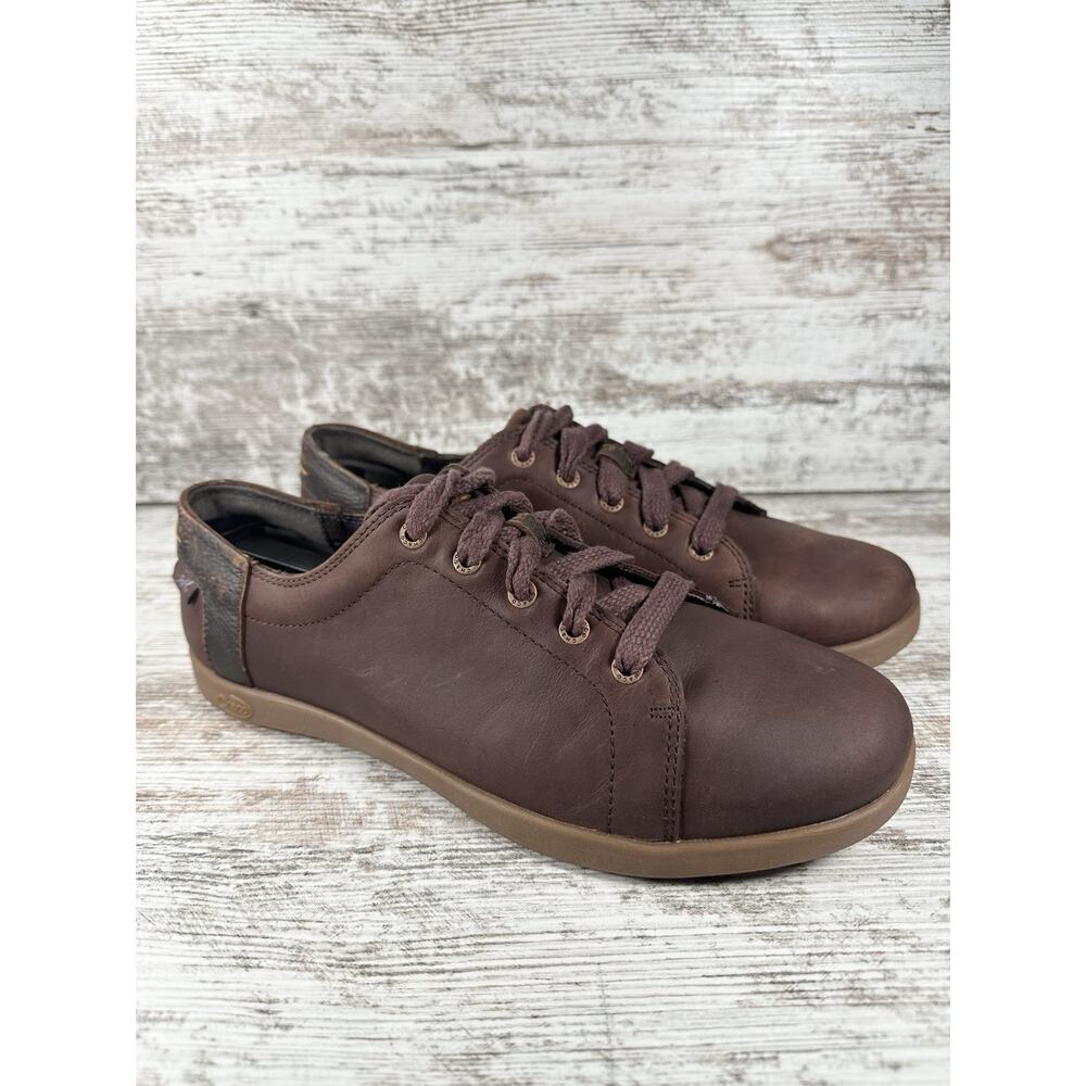 Women's Chaco Ionia Mahogany Brown Leather Low Top Sneakers Sz 8.5aa